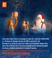 Iarna asta, CEZ și partenerii săi i-au pus lui Moș Crăciun 10 drone în desagă pentru copiii CODE Kids și comunitățile locale